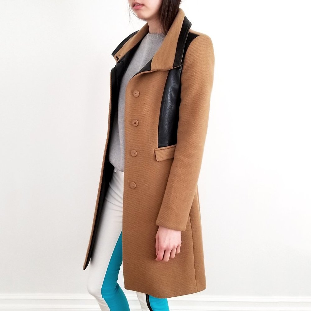 Zara | Faux Leather Wool Coat